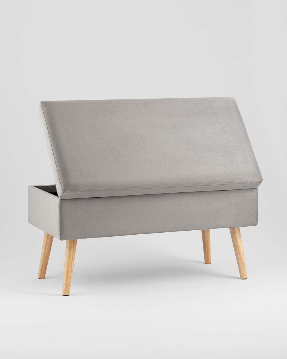 Банкетка Сторми с ящиком, велюр серый