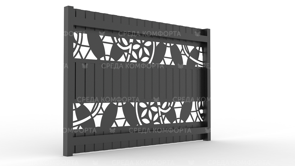 Забор из профлиста 2500х2000 мм ZBR0023 (столб для забора продается отдельно)