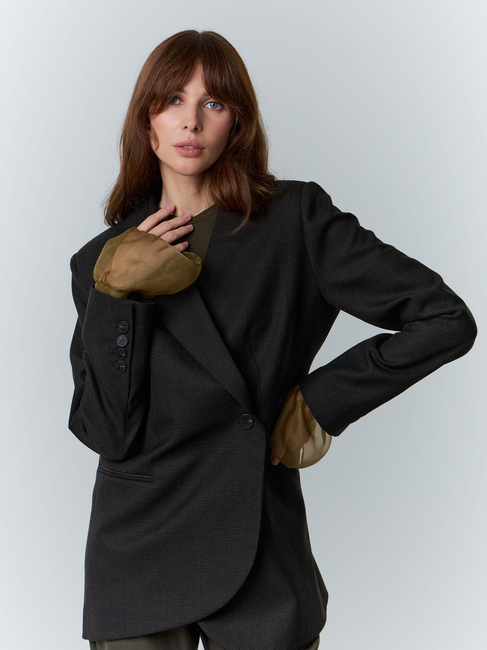 Жакет асимметричный зеленый