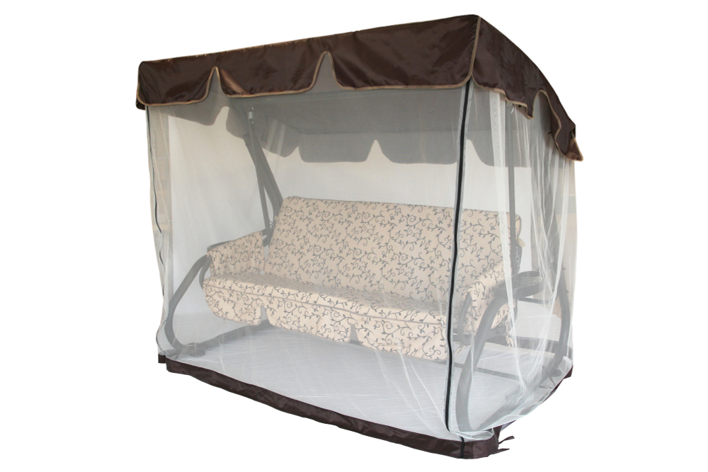 Качели садовые Garden Story 3-х местные Катрин(каркас коричневый, м/э бежевый рис.вензель, листья)1уп (Т)