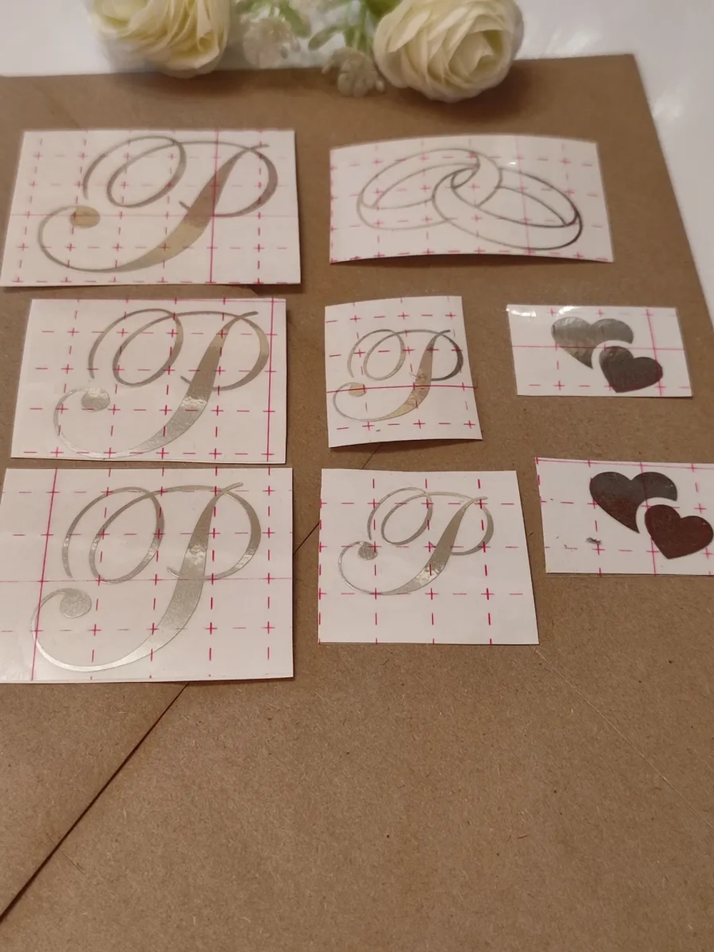 Наклейки свадебные буквы зеркальное серебро инициалы " Р "