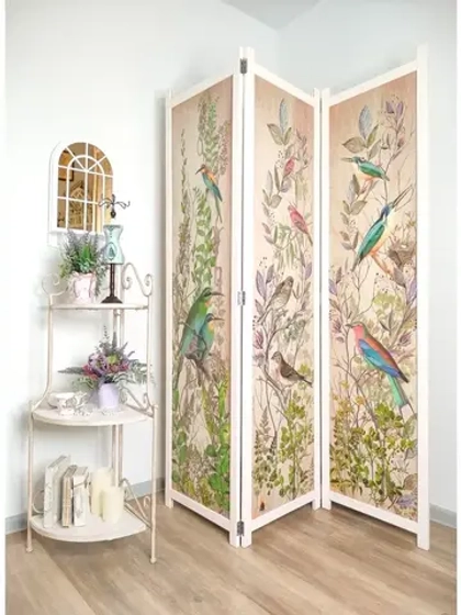 Ширма из массива дерева "Птички" 180см