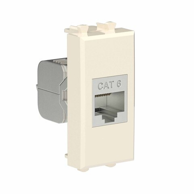Компьютерная розетка RJ-45 без шторки модульная, кат.6 экранированная, "Avanti", "Ванильная дымка", 1 модуль