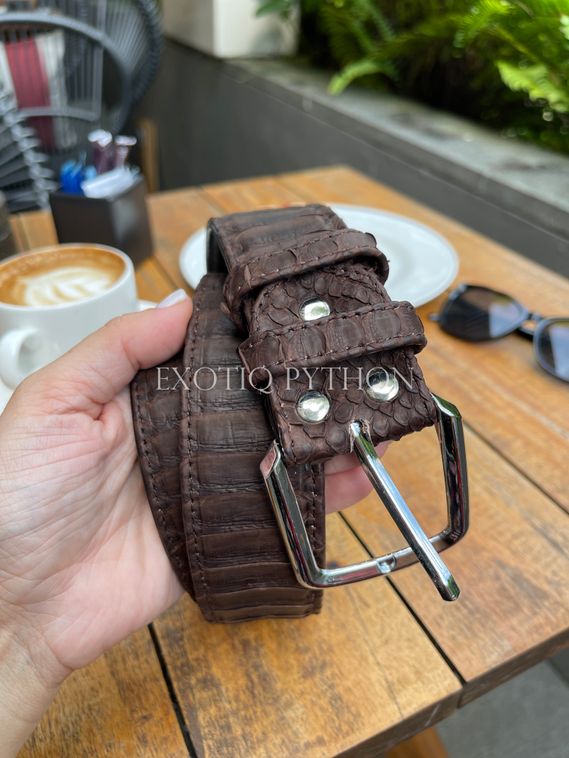 Ремень из кожи питона коричневого цвета AC-103