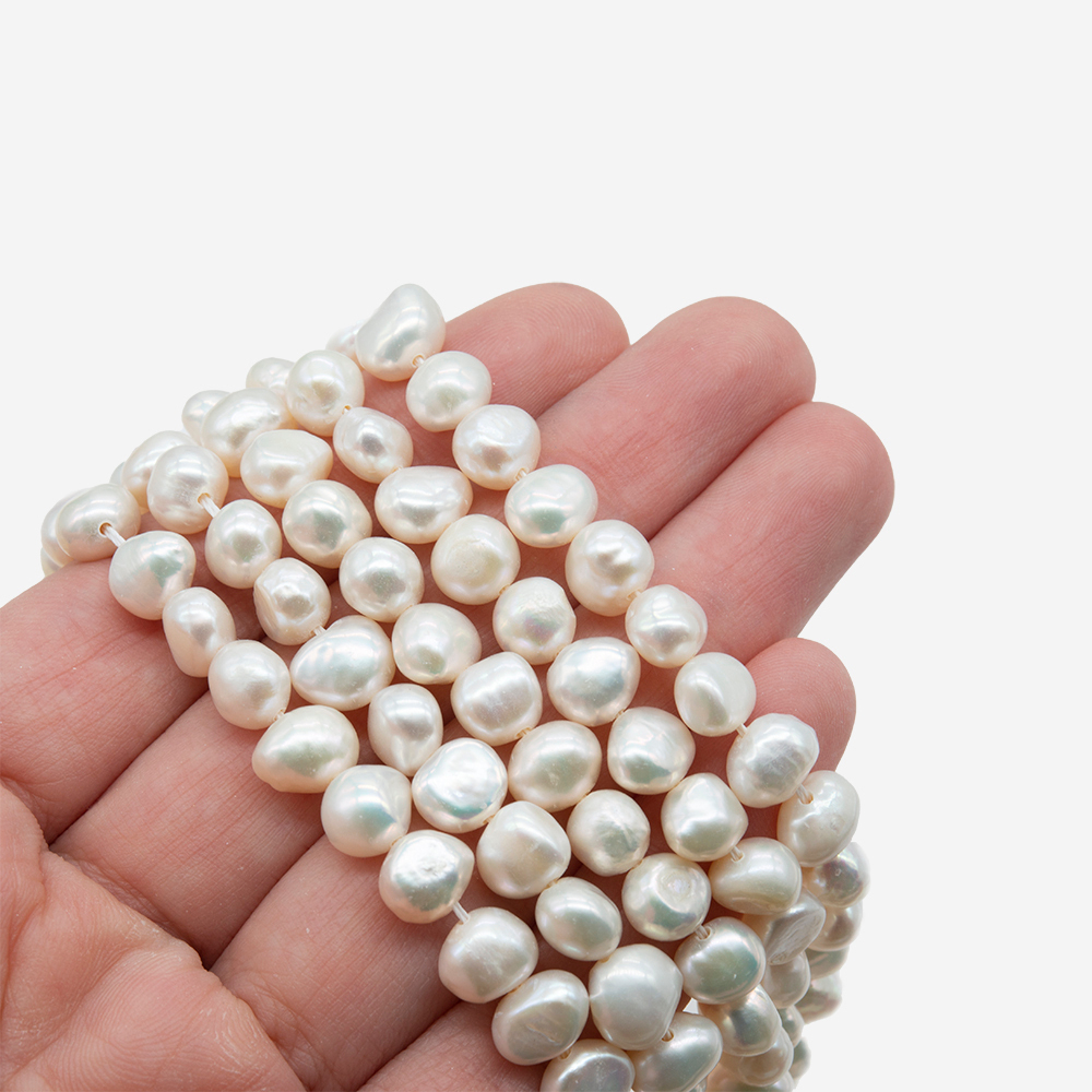 Жемчуг культивированный фриформ, белый, 6*7мм