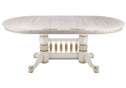 Деревянный стол Кантри 160(200-240)х107х78 молочный с золотой патиной