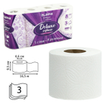 Бумага туалетная 3-х слойная, 8 рулонов (8×16,5 м), LAIMA Deluxe, 100% целлюлоза.