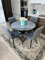 Круглый стеклянный раздвижной стол и стулья "ГУЧИ" серый