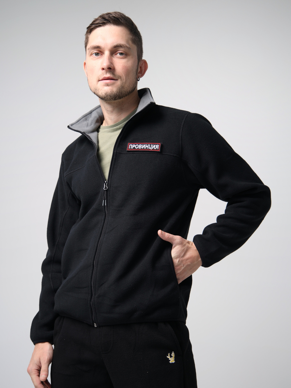 Толстовка флисовая флиска худи провинция черная