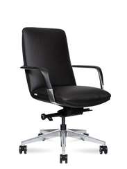 Кресло офисное Норден / Нэо LB / Neo LB / черная кожа / алюминиевая база
