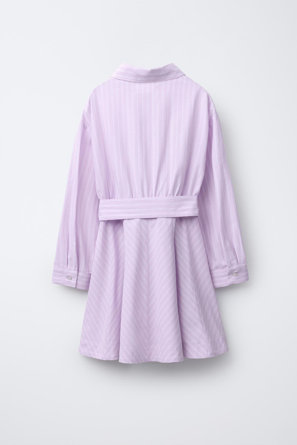 ZARA ПЛАТЬЕ-РУБАШКА В ПОЛОСКУ, ЦВЕТ МАЛЬВЫ