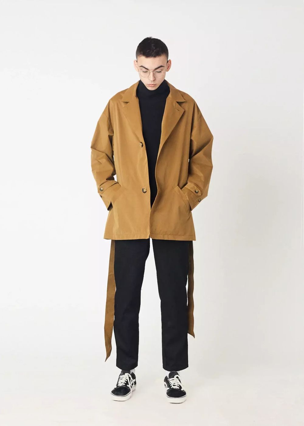 Плащ FOS Мужской Короткий Песочный