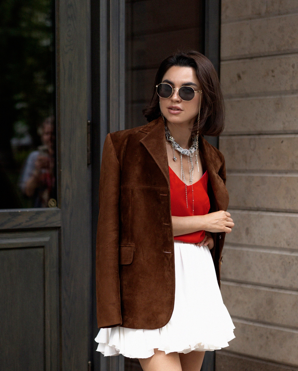 Пиджак кожаный замшевый коричневый