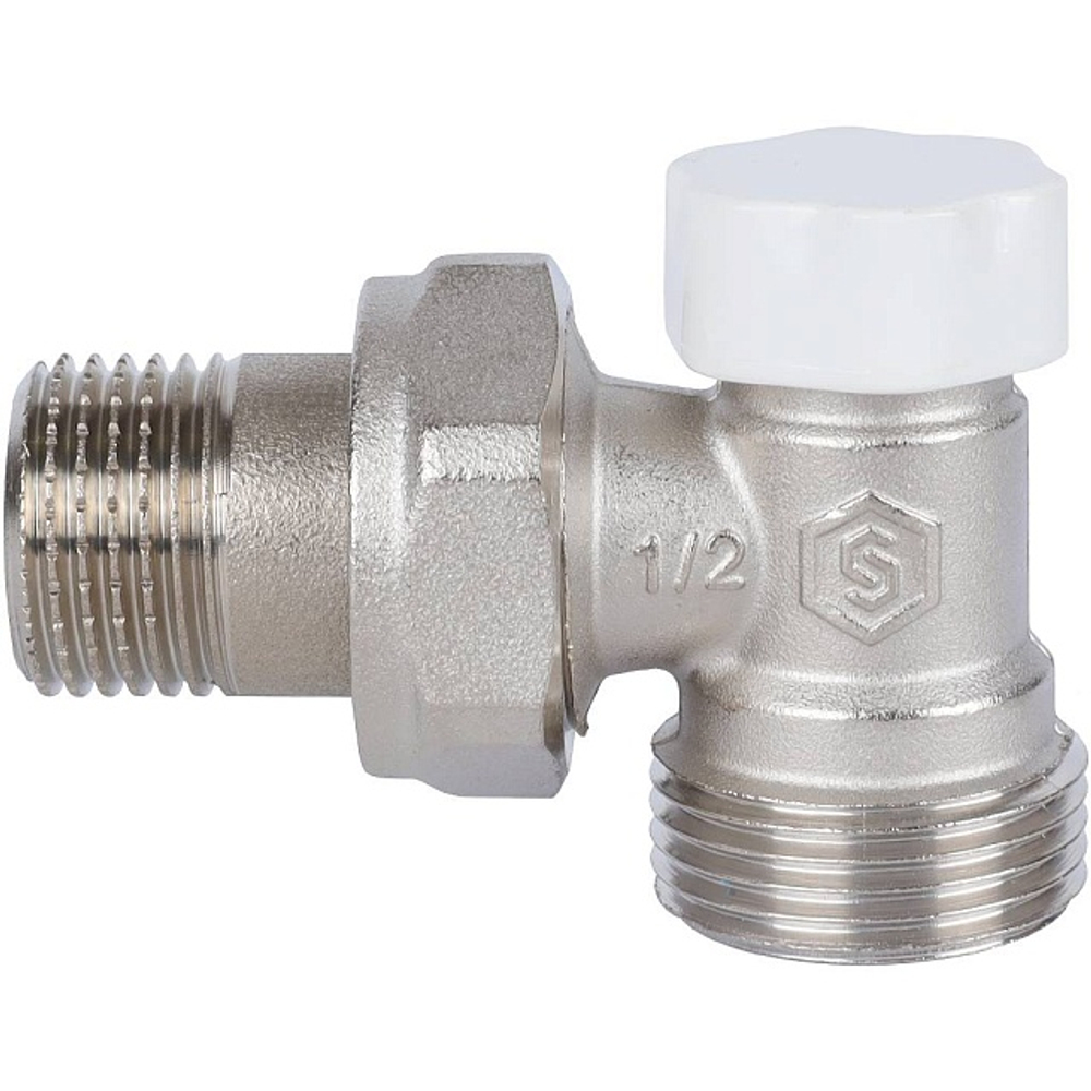 Клапан балансировочный угловой STOUT - 3/4" x 1/2" (НР/НР-американка, PN10, Tmax 120°C)