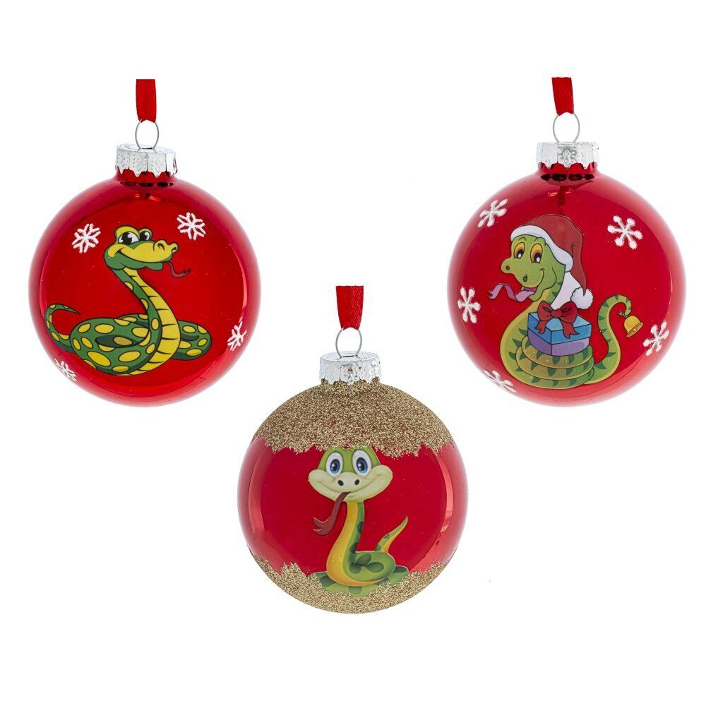 GAEM Украшение новогоднее "Шар со змейкой", D 8 см, L8 W8 H9 см, 3в.