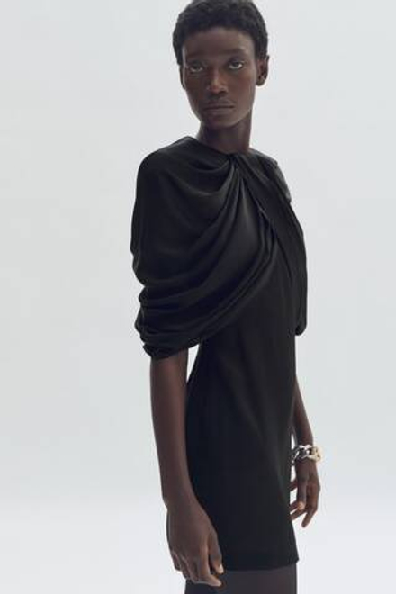 H&M - Stella McCartney Мини-платье из драпированного атласа, черный
