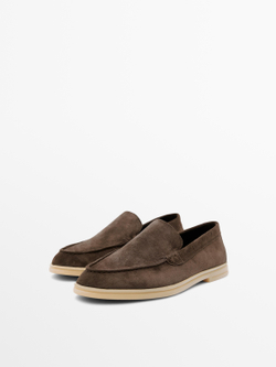 Massimo Dutti Лоферы из натуральной кожи, коричневый