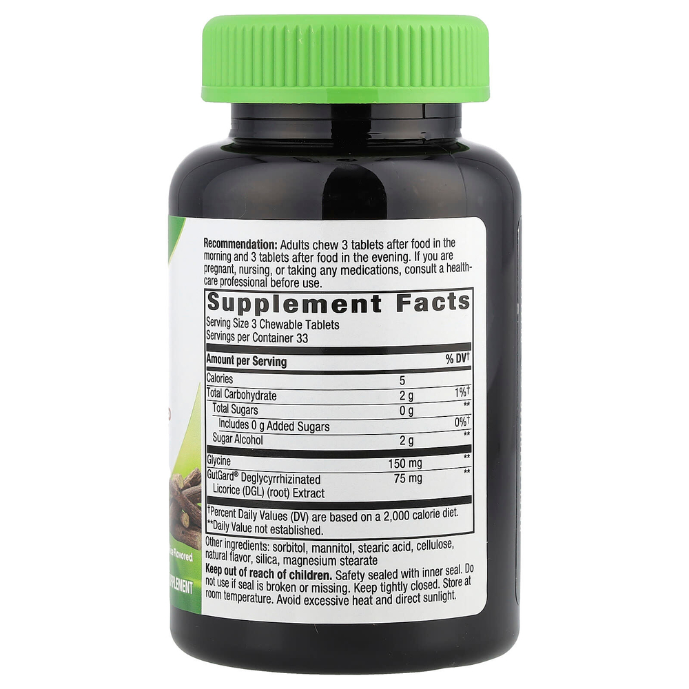 Nature's Way, DGL, деглицирризиновый экстракт солодки, 100 жевательных таблеток