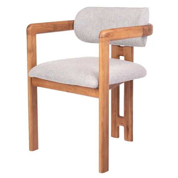 Стул Oberon, бежево-голубая рогожка, ножки орех