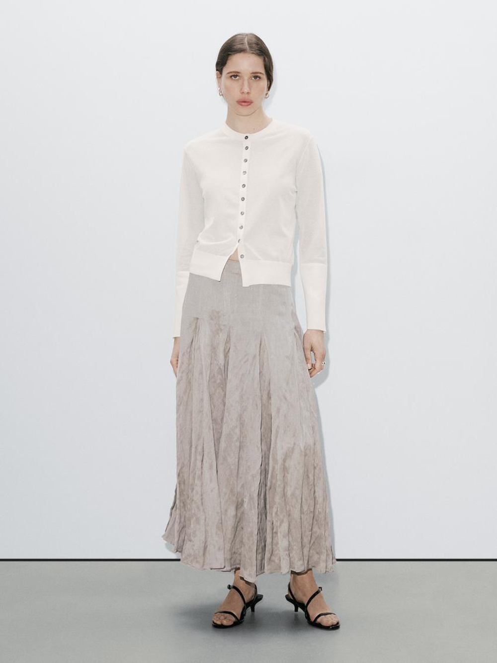 Massimo Dutti Кардиган из тонкой хлопчатобумажной смеси, натуральный