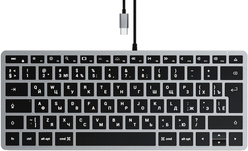 Клавиатура Satechi Slim W1 USB-C Wired Keyboard-RU. Раскладка - Русская. Цвет- Серый космос.