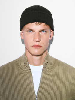Massimo Dutti Шапка бини из 100% кашемира, темно-зеленый