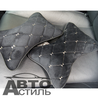 Подушки на подголовник Coolpart - MAXIMAL (2шт) - JJ-38-BLBG Велюр черн/шов беж ромб (Косточки)