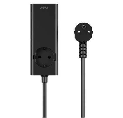 Удлинитель WiWU Gallium Nitride (1 розетка, 2xUSB, 2xType-C) (Wi-S004) 100W, 1.5m, черный