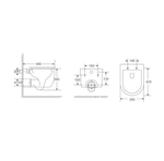 Унитаз подвесной Grossman GR-4416SQ Tornado безободковый с тонким сиденьем 490x360x380