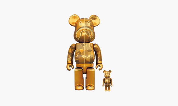 Bearbrick x BAPE Camo Shark "100% & 400%" Set Gold