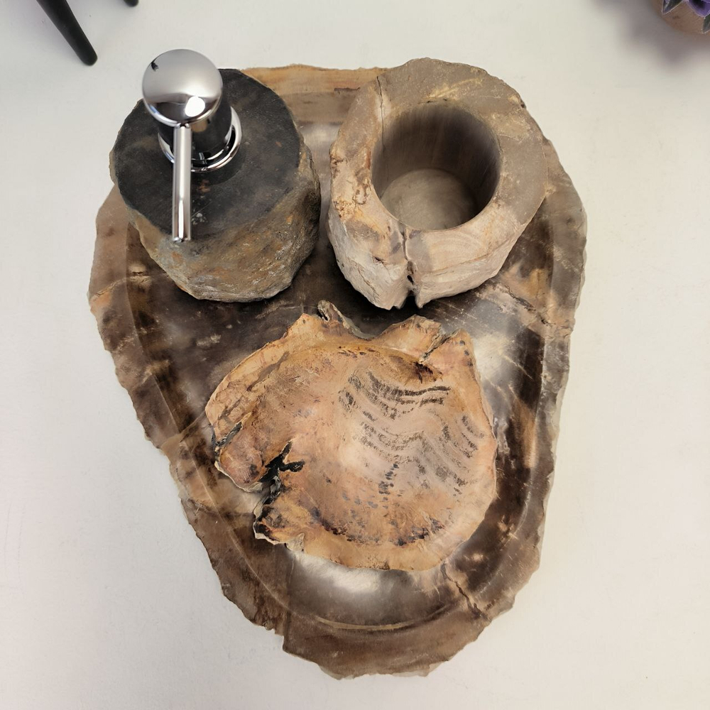 Набор из окаменелого дерева 4 предм Fossil Set NF-63074 поднос 29см*36см