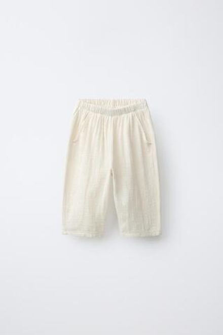 ZARA БРЮКИ КОМБИНИРОВАННАЯ ТЕКСТУРА, ЭКРЮ