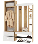 Прихожая Горизонт "Домино", ЛДСП, белая/золотая, с зеркалом и тумбой, 150 см х 211,6 см х 35 см