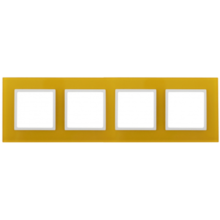 14-5104-21 ЭРА Рамка на 4 поста, стекло, Эра Elegance, жёлтый+бел