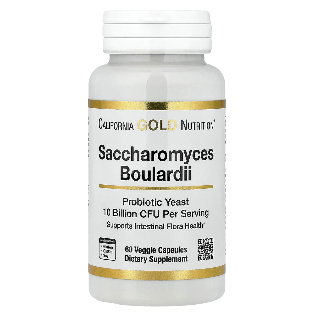 California Gold Nutrition, сахаромицеты Буларди, пробиотические дрожжи, 10 млрд КОЕ, 60 растительных капсул