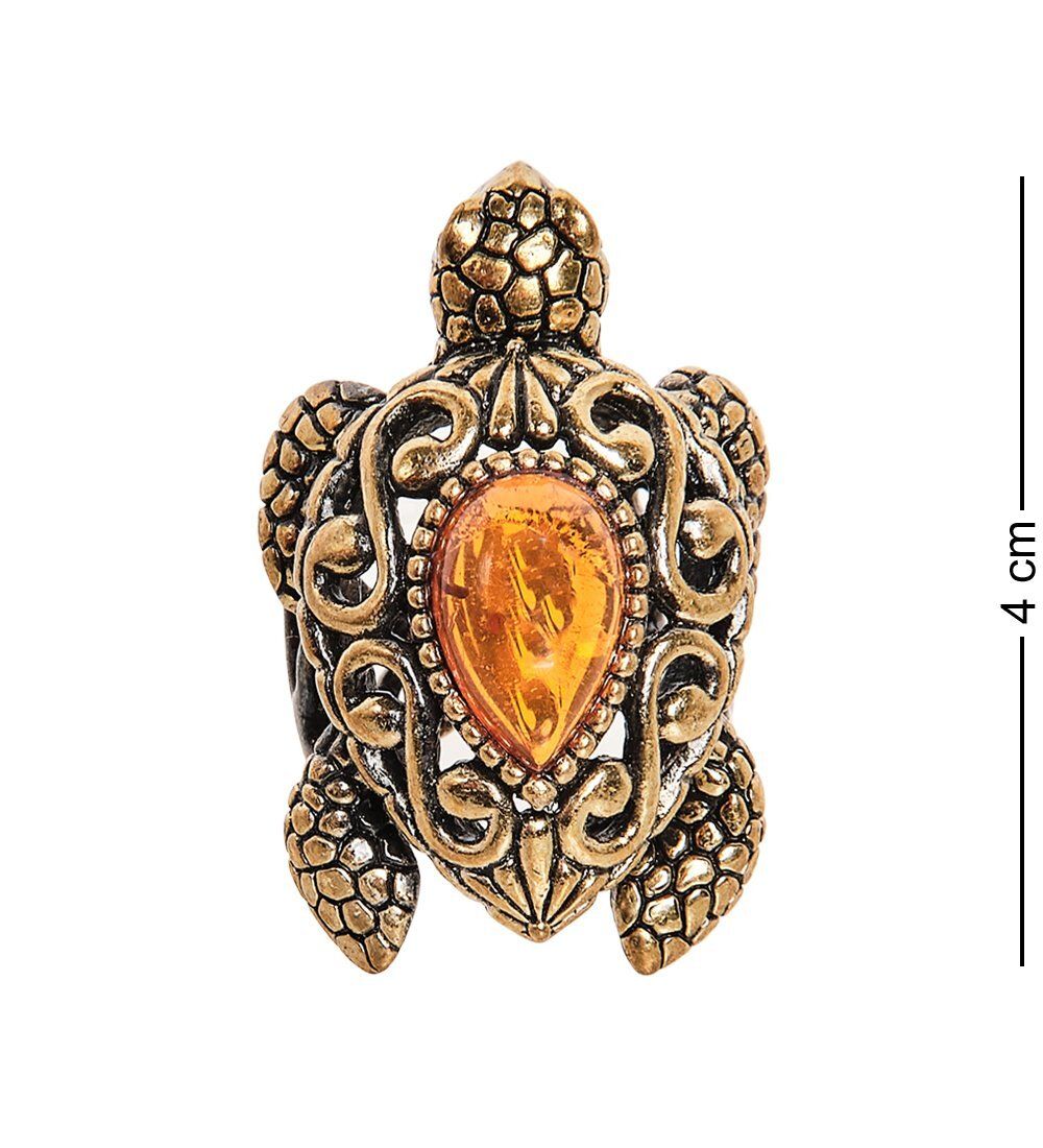 AM-2514 Кольцо «Черепаха Ажурная» (латунь, янтарь)