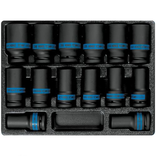 KING TONY (9-6414MP) Набор ударных глубоких торцевых головок 3/4", ложемент, 14 предметов