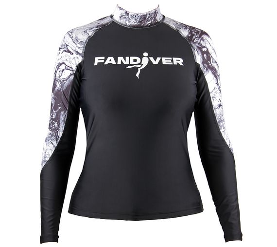 Гидрофутболка-рашгард FanDiver Marble женская белый/черный
