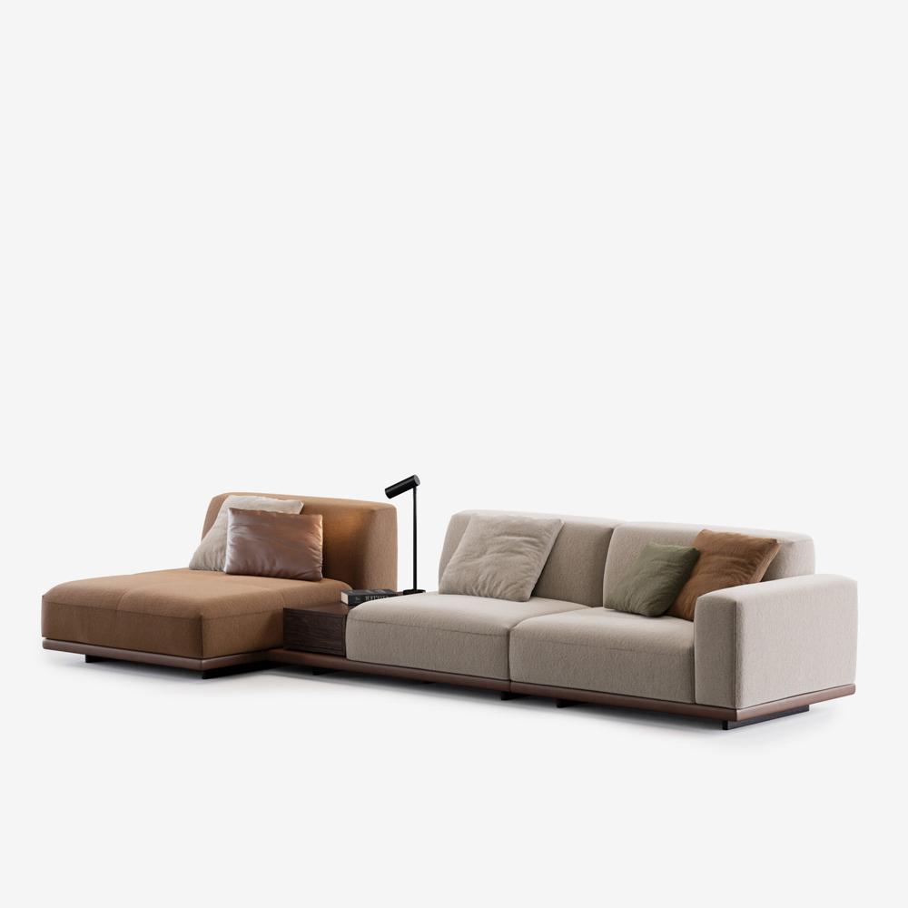 4-х местный нераскладной диван с кушеткой KYOTO KO-12