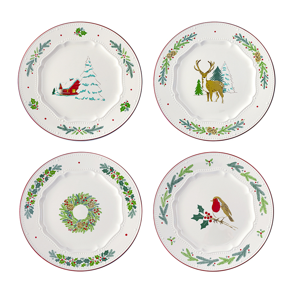 Набор из четырех тарелок nordic winter из коллекции new year essential, D23 см