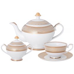 ЧАЙНЫЙ СЕРВИЗ LEFARD "ЗОЛОТАЯ СЕТКА" HА 6 ПЕР. 14 ПР. 1300/250/270 МЛ (КОР=1НАБ.)