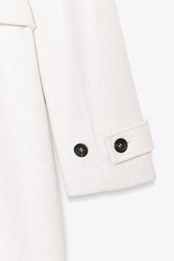 ZARA МЯГКОЕ ПАЛЬТО С КАПЮШОНОМ, ЭКРЮ