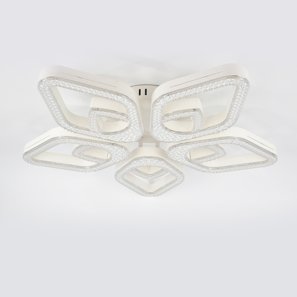 Потолочный светодиодный светильник 84Вт, 6201лм, 3000-6000K, Ra>80, плавная регулировка мощности, изменение цветовой температуры, пульт, металл/акрил, белый