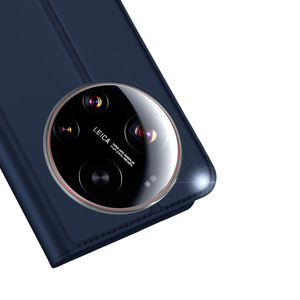 Чехол книжка синего цвета из кожи для Xiaomi 17 Ultra, серия Skin Pro Series от Dux Ducis