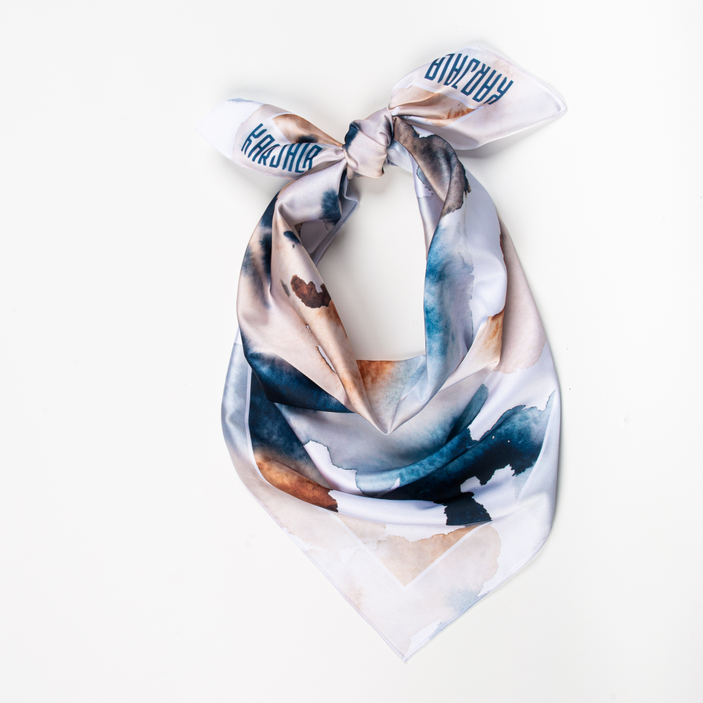 Шейный платок «Шерсть рыси, акварель», 70×70 см