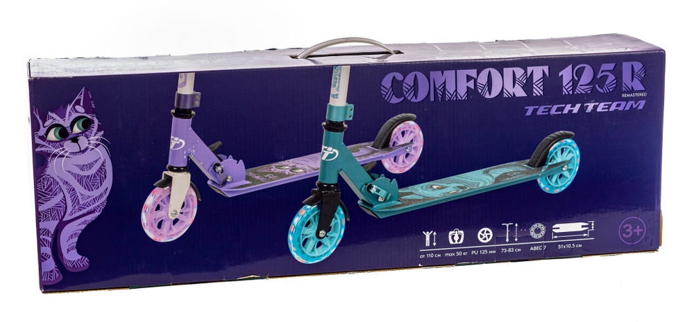 Городской самокат Tech Team 125 Comfort 2021 (5+) бирюзово-белый