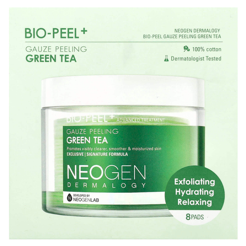 Neogen, Bio-Peel + зеленый чай с марлевым пилингом, 8 подушечек, по 9,5 мл (0,32 жидк. унц.)