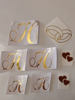 Наклейки свадебные на бутылки и бокалы инициалы " Н "