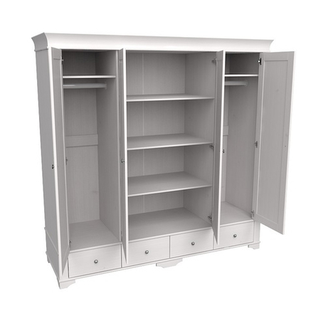 Шкаф 4х дверный со стеклянными дверями «Бейли» белый воск/антрацит