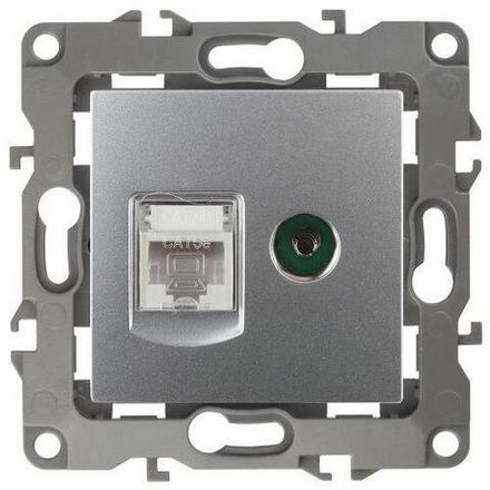 Розетка компьютерная + телевизионная Эра12 12-3110-03 RJ45 + TV IP20 алюм. Эра Б0027443